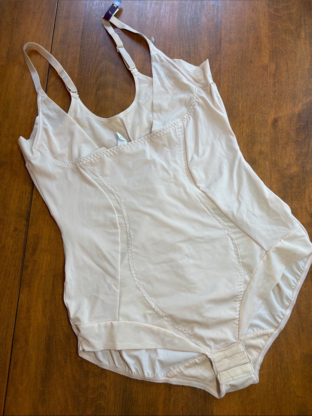 Light Cream Shaping Bodysuit with Adjustable Straps